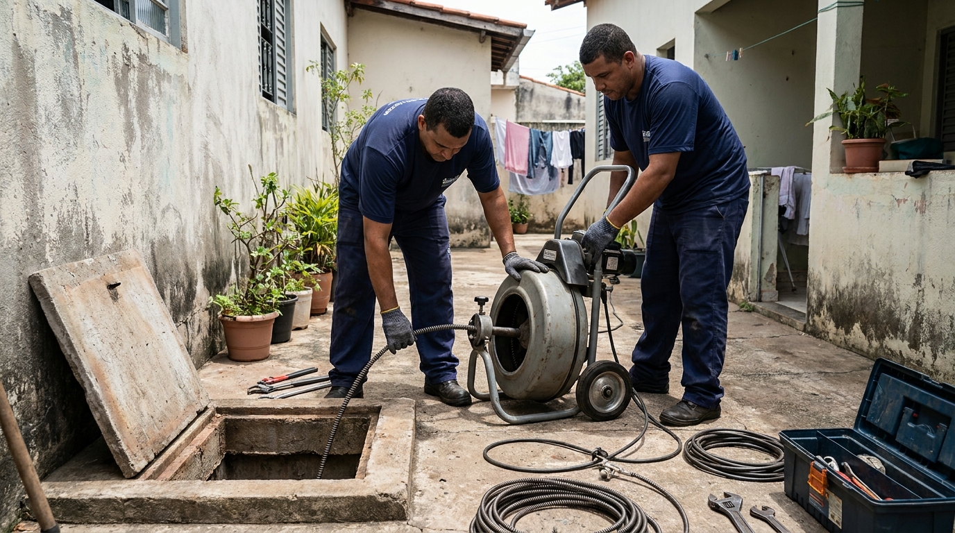 Desentupimento de Coluna Sanitária em Bangú, Santo André‑SP