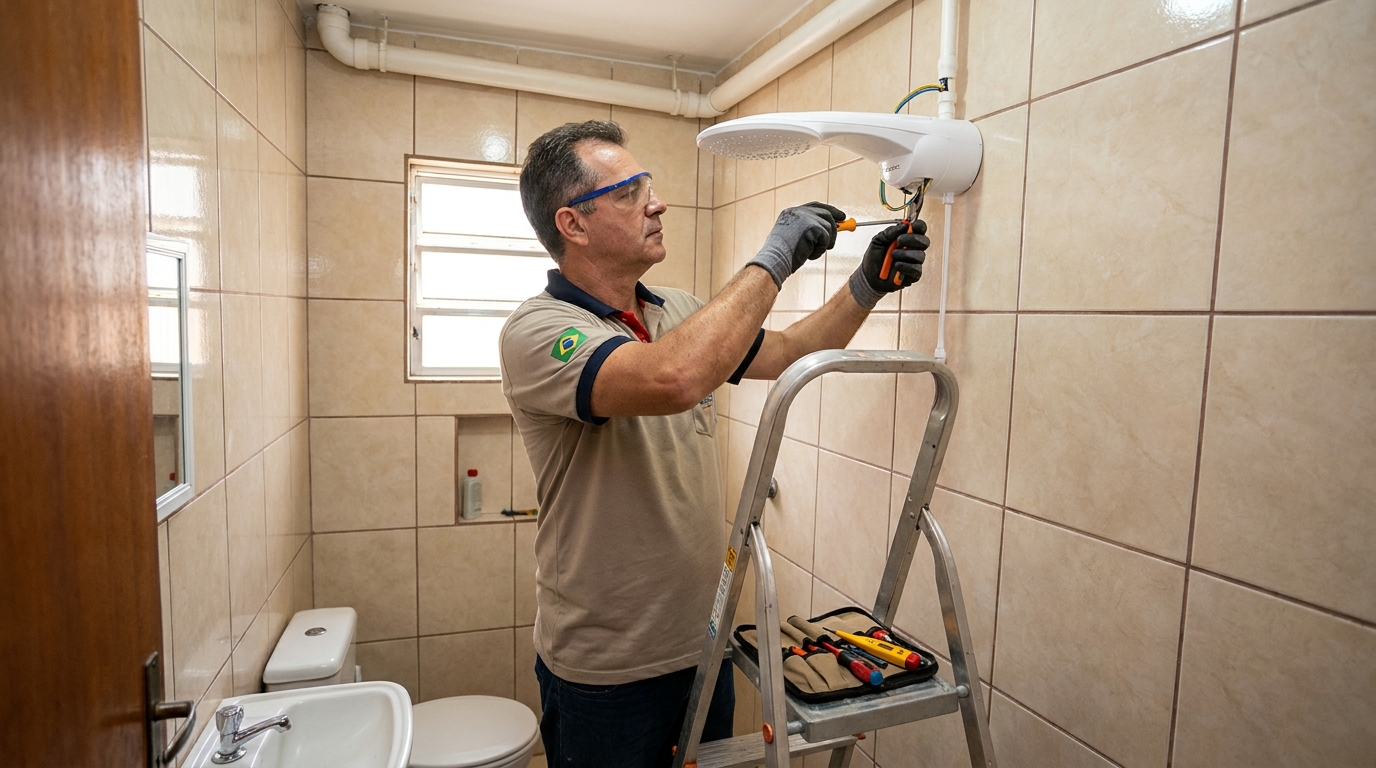Substituição de Chuveiro Antigo em Bangú, Santo André‑SP